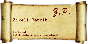 Zikeli Patrik névjegykártya